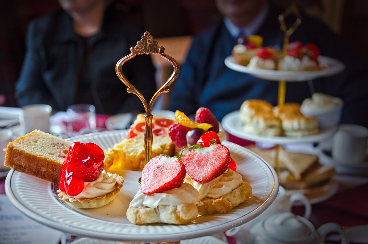 Afternoon Tea in Edinbrugh dalhousie Castle Hotel Blog Image of afternoon tea on cake stand on a table